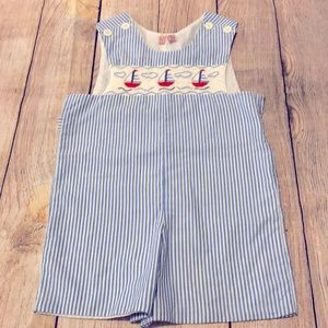 Blue Used Smocked shortall, sailboats ⛵️